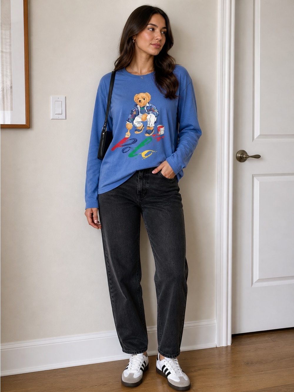 Ralph Lauren Blue Tee with Bear and Polo Graphic